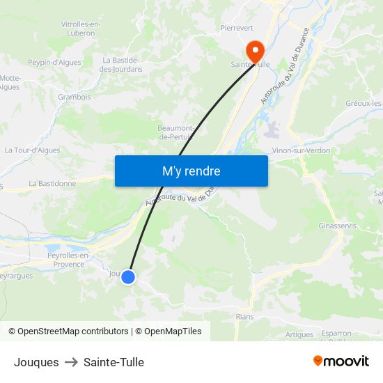 Jouques to Sainte-Tulle map