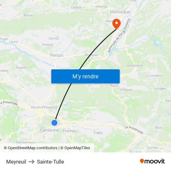 Meyreuil to Sainte-Tulle map