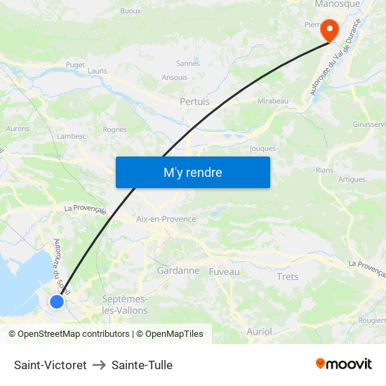Saint-Victoret to Sainte-Tulle map