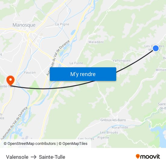 Valensole to Sainte-Tulle map