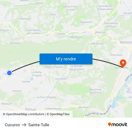 Cucuron to Sainte-Tulle map
