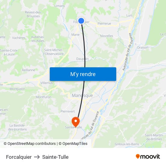 Forcalquier to Sainte-Tulle map