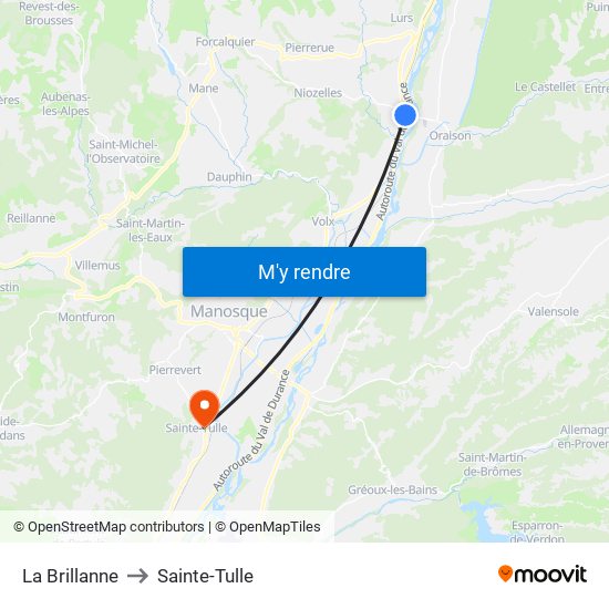 La Brillanne to Sainte-Tulle map