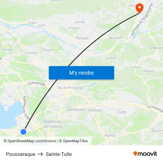 Poussaraque to Sainte-Tulle map