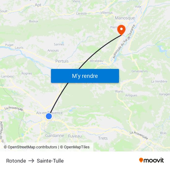 Rotonde to Sainte-Tulle map