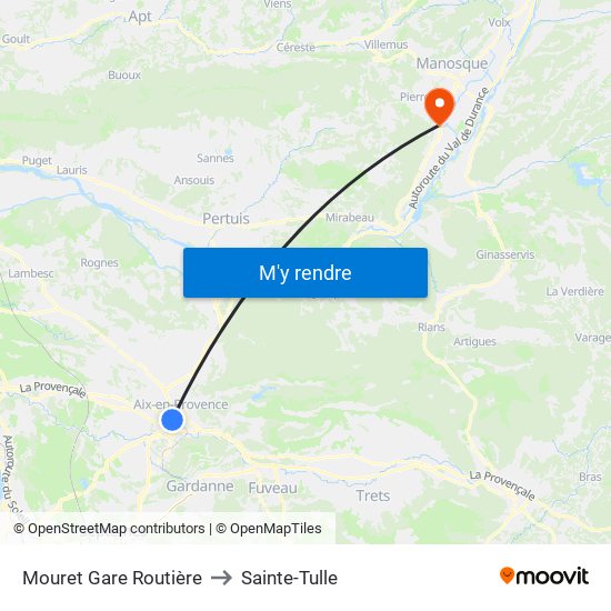 Mouret Gare Routière to Sainte-Tulle map