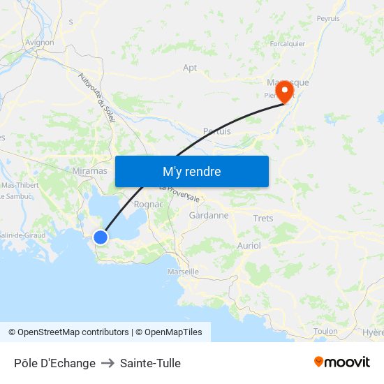 Pôle D'Echange to Sainte-Tulle map
