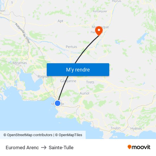 Euromed Arenc to Sainte-Tulle map