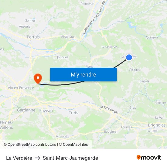 La Verdière to Saint-Marc-Jaumegarde map