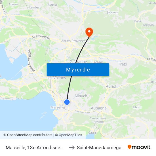 Marseille, 13e Arrondissement to Saint-Marc-Jaumegarde map