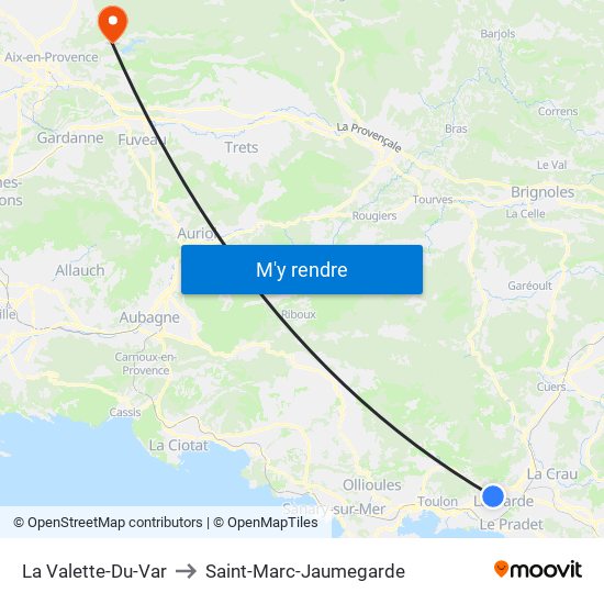 La Valette-Du-Var to Saint-Marc-Jaumegarde map