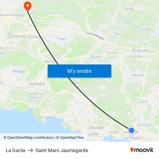 La Garde to Saint-Marc-Jaumegarde map