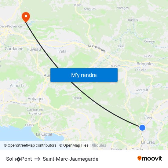 Solli�Pont to Saint-Marc-Jaumegarde map