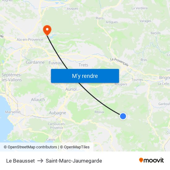 Le Beausset to Saint-Marc-Jaumegarde map