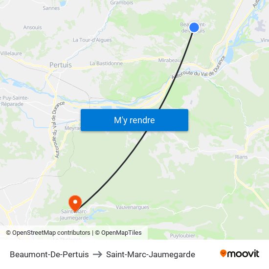 Beaumont-De-Pertuis to Saint-Marc-Jaumegarde map