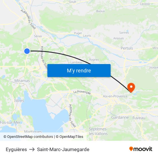 Eyguières to Saint-Marc-Jaumegarde map