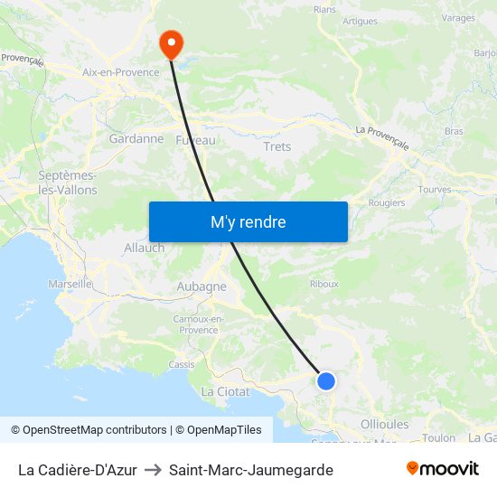 La Cadière-D'Azur to Saint-Marc-Jaumegarde map