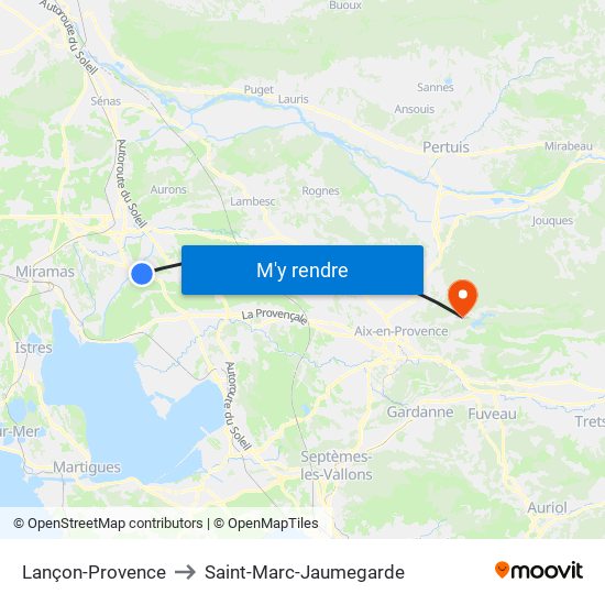 Lançon-Provence to Saint-Marc-Jaumegarde map