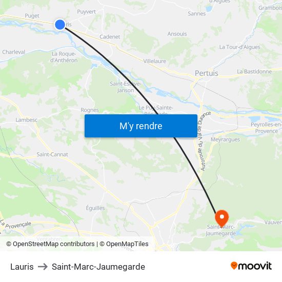 Lauris to Saint-Marc-Jaumegarde map