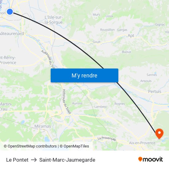 Le Pontet to Saint-Marc-Jaumegarde map