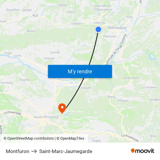 Montfuron to Saint-Marc-Jaumegarde map