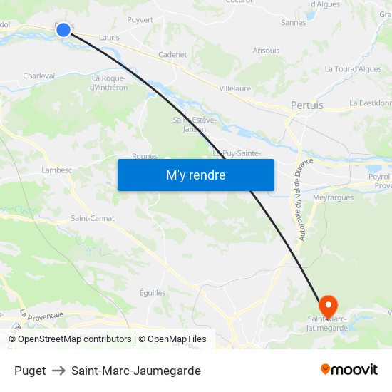 Puget to Saint-Marc-Jaumegarde map