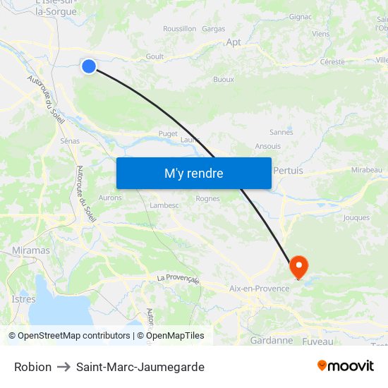 Robion to Saint-Marc-Jaumegarde map