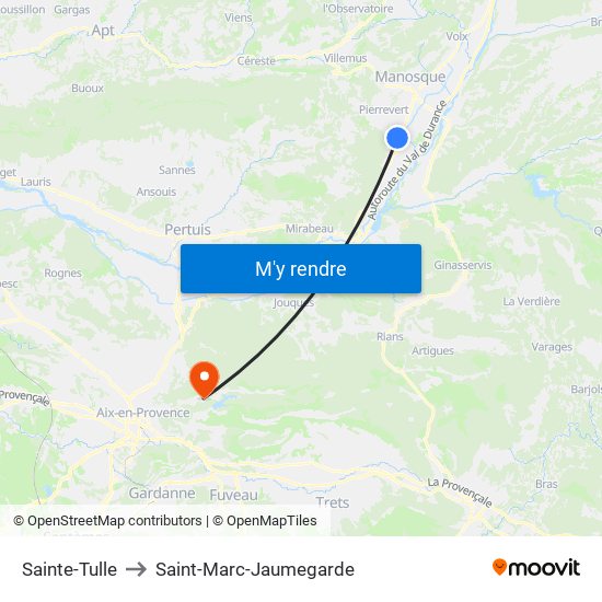 Sainte-Tulle to Saint-Marc-Jaumegarde map