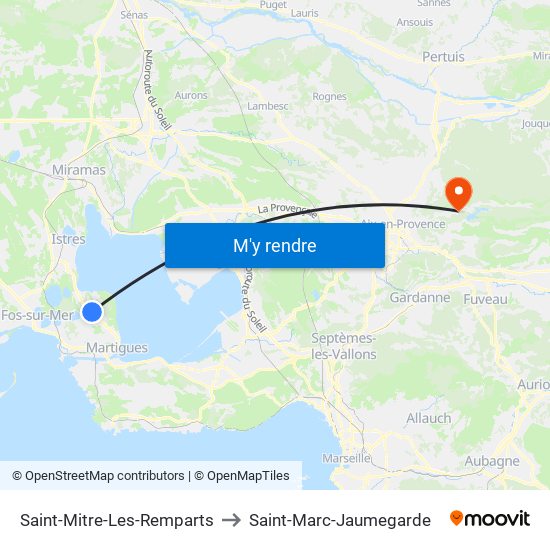 Saint-Mitre-Les-Remparts to Saint-Marc-Jaumegarde map