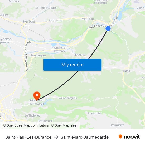 Saint-Paul-Lès-Durance to Saint-Marc-Jaumegarde map