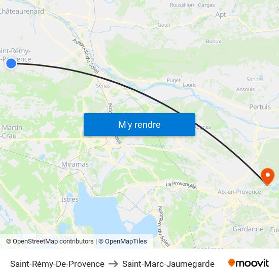 Saint-Rémy-De-Provence to Saint-Marc-Jaumegarde map