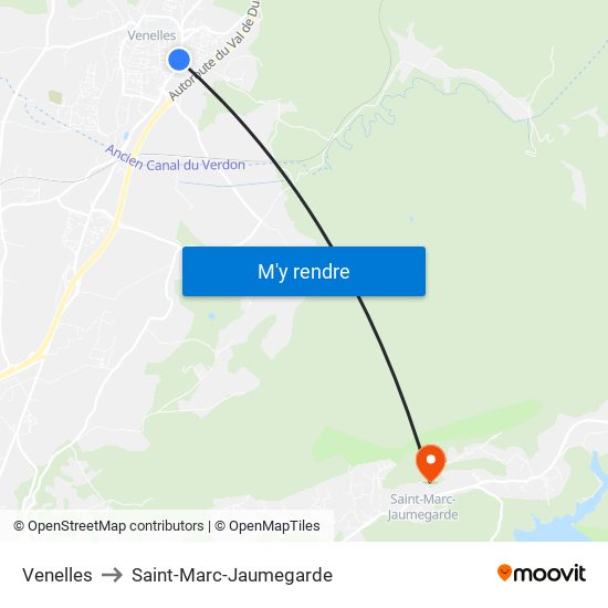 Venelles to Saint-Marc-Jaumegarde map