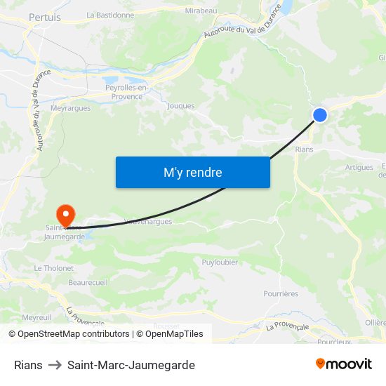 Rians to Saint-Marc-Jaumegarde map