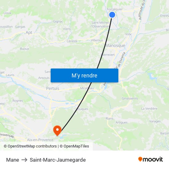 Mane to Saint-Marc-Jaumegarde map