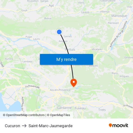 Cucuron to Saint-Marc-Jaumegarde map