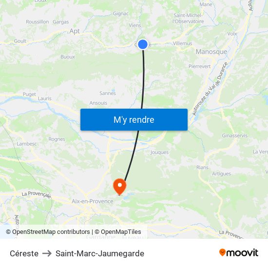 Céreste to Saint-Marc-Jaumegarde map