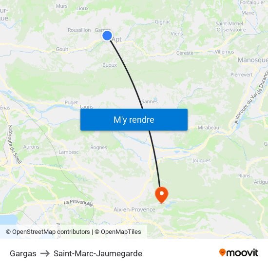 Gargas to Saint-Marc-Jaumegarde map