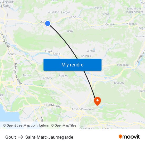 Goult to Saint-Marc-Jaumegarde map