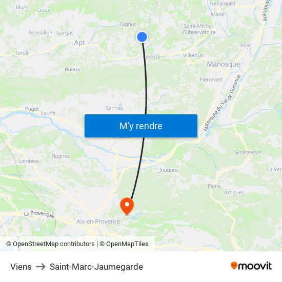 Viens to Saint-Marc-Jaumegarde map