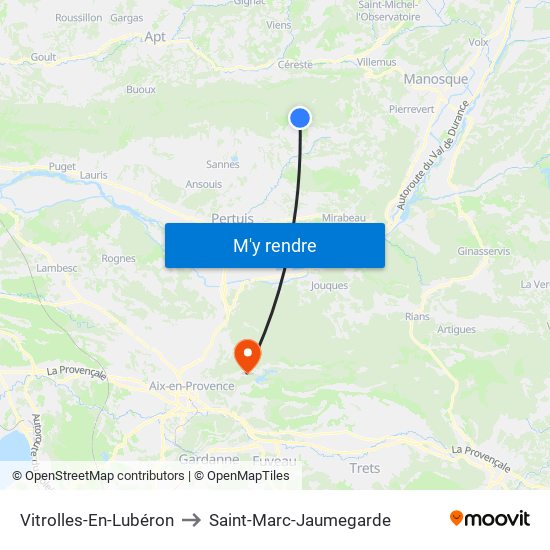 Vitrolles-En-Lubéron to Saint-Marc-Jaumegarde map