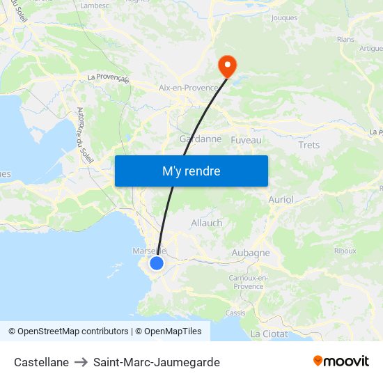 Castellane to Saint-Marc-Jaumegarde map