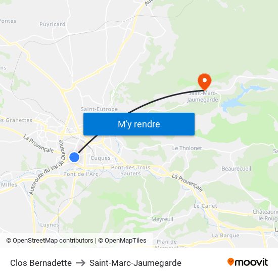 Clos Bernadette to Saint-Marc-Jaumegarde map