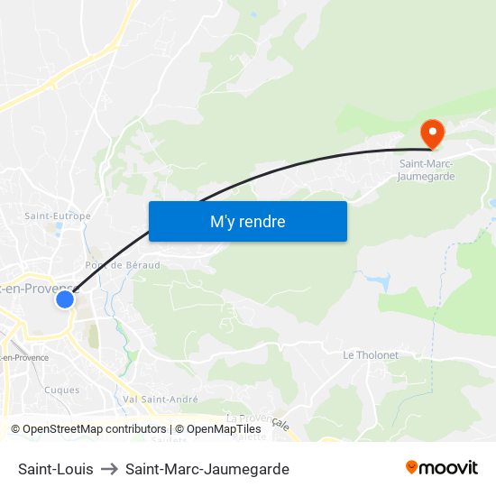 Saint-Louis to Saint-Marc-Jaumegarde map