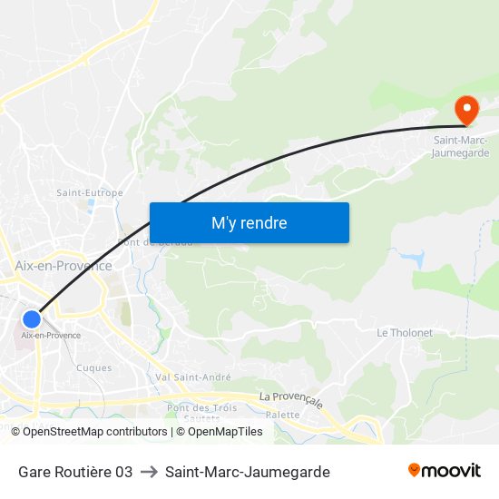 Gare Routière 03 to Saint-Marc-Jaumegarde map