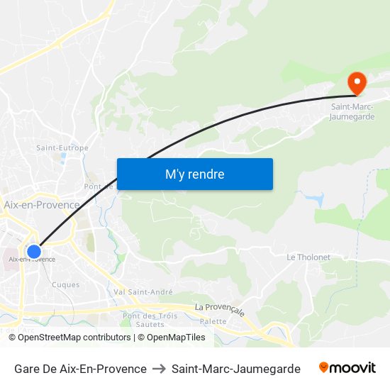 Gare De Aix-En-Provence to Saint-Marc-Jaumegarde map