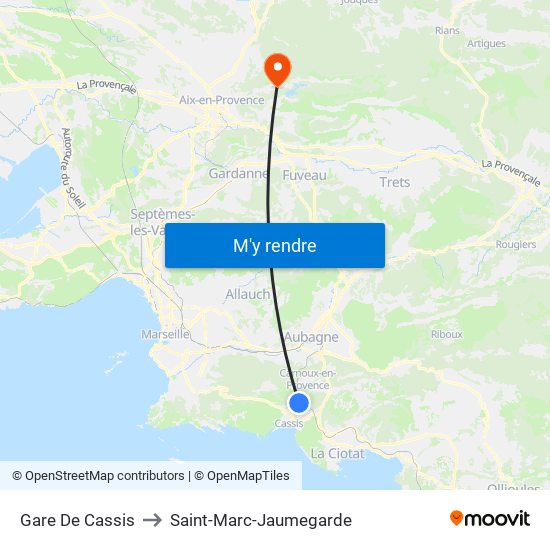 Gare De Cassis to Saint-Marc-Jaumegarde map