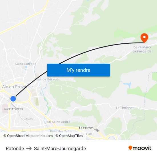 Rotonde to Saint-Marc-Jaumegarde map