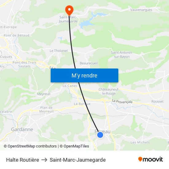 Halte Routière to Saint-Marc-Jaumegarde map