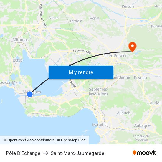 Pôle D'Echange to Saint-Marc-Jaumegarde map