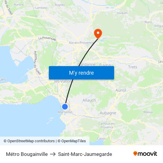 Métro Bougainville to Saint-Marc-Jaumegarde map